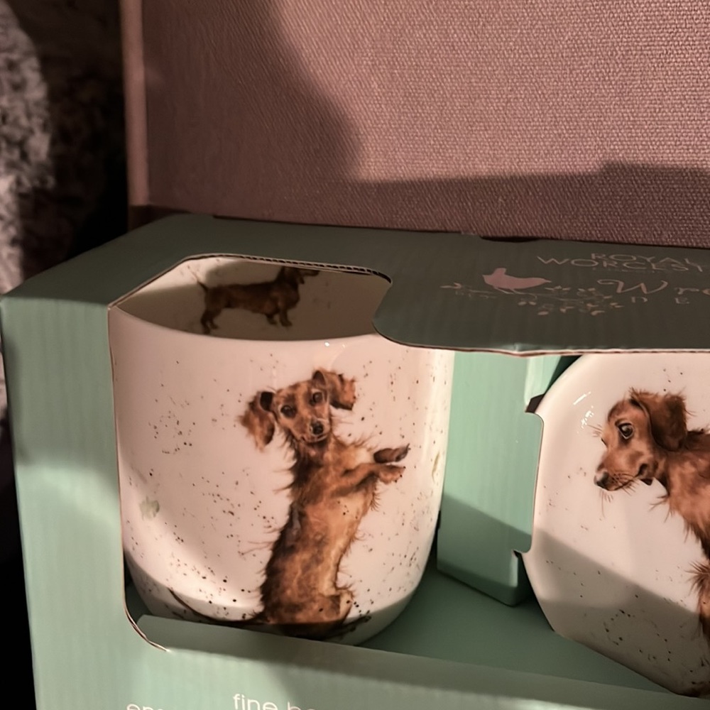 Royal Worcester Weiner dog mug and coaster set.  Adorable Daschund! - Picture 4 of 7